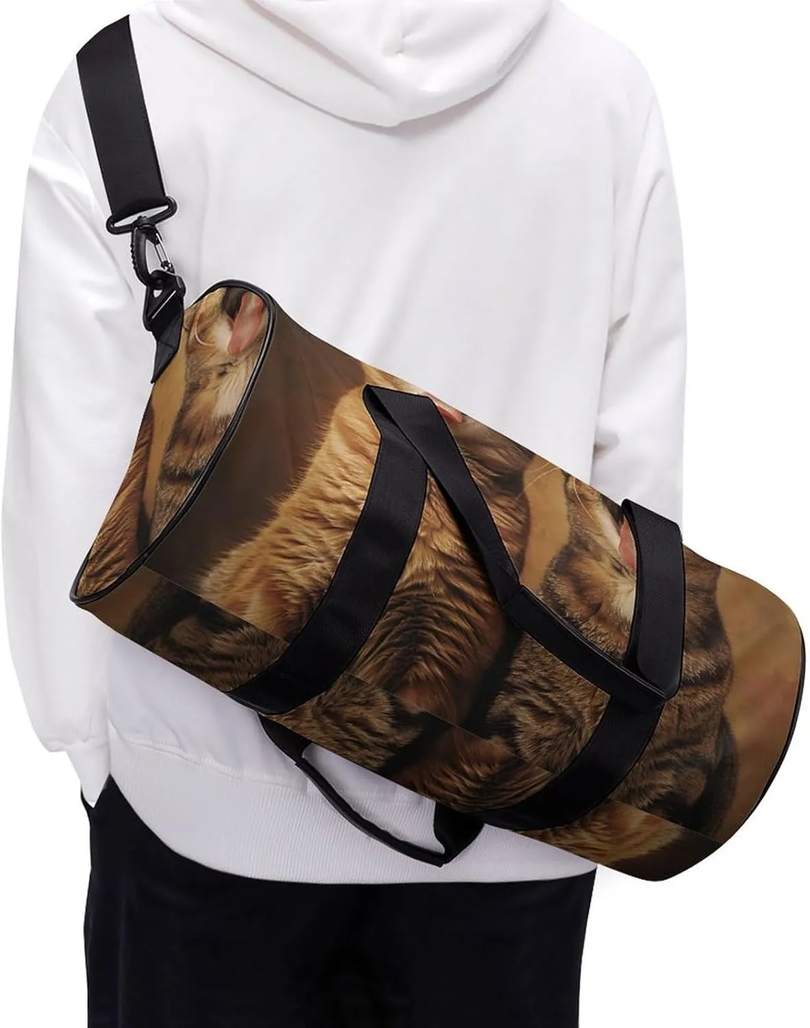 Duffel Bag for Men Women Gym Bag Cat Sticks Out Tongue Travel Duffel Bag Waterproof Overnight Bag for Sports Workout