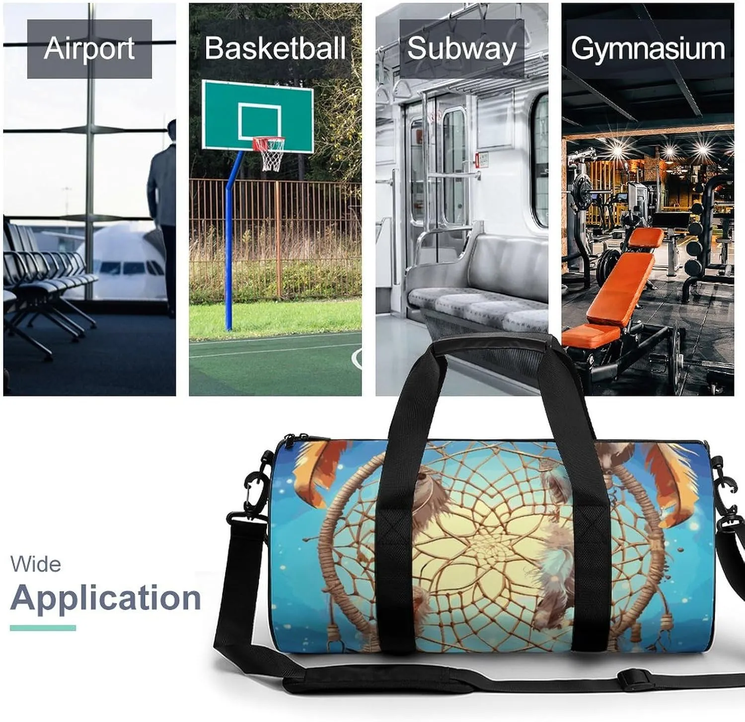 Duffel Bag for Men Women Gym Bag Catch Dream Net Travel Duffel Bag Waterproof Overnight Bag for Sports Workout