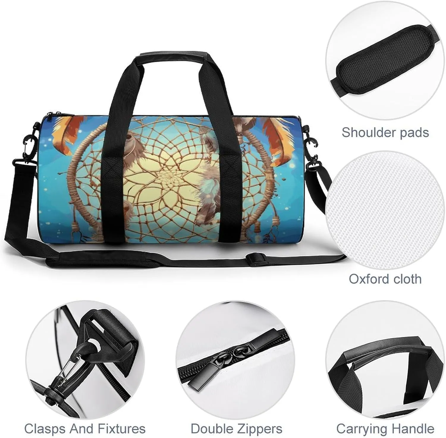Duffel Bag for Men Women Gym Bag Catch Dream Net Travel Duffel Bag Waterproof Overnight Bag for Sports Workout