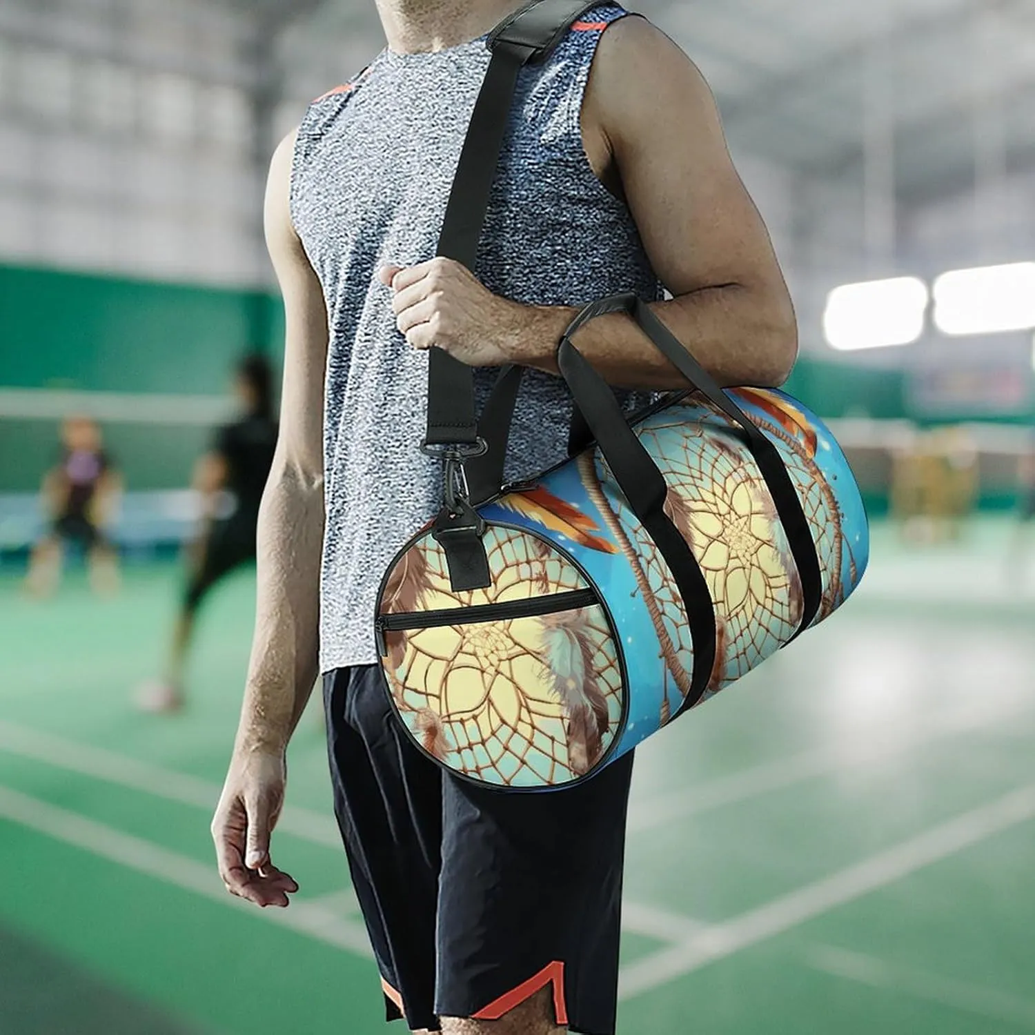 Duffel Bag for Men Women Gym Bag Catch Dream Net Travel Duffel Bag Waterproof Overnight Bag for Sports Workout