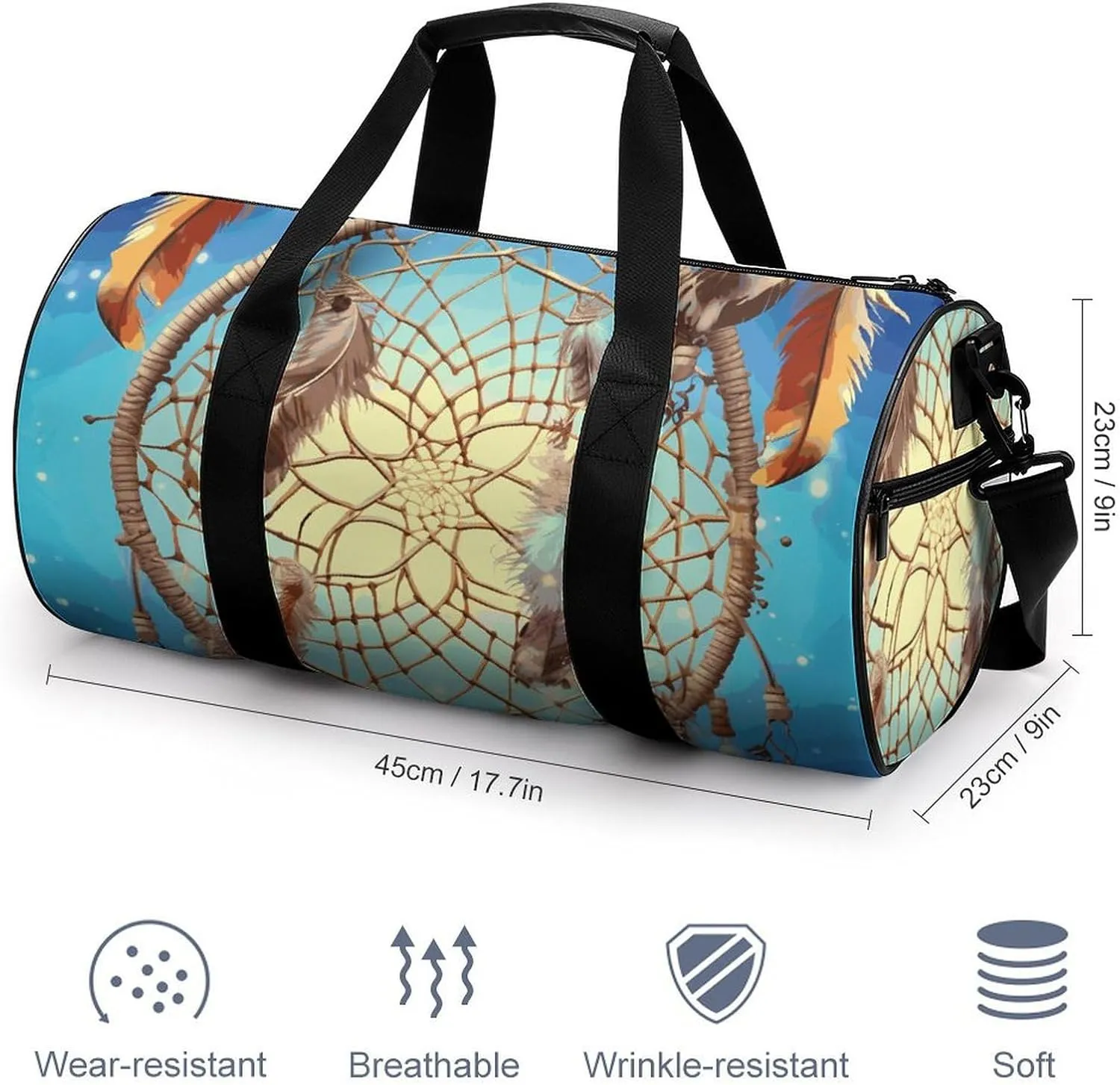 Duffel Bag for Men Women Gym Bag Catch Dream Net Travel Duffel Bag Waterproof Overnight Bag for Sports Workout