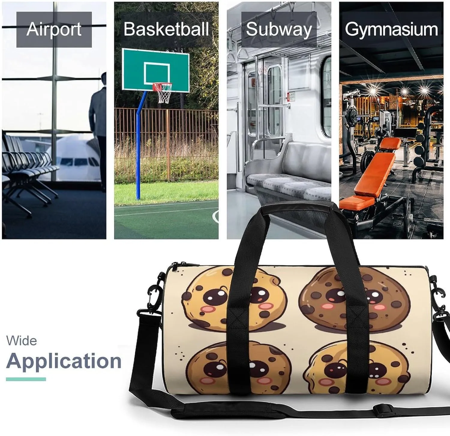 Duffel Bag for Men Women Gym Bag Chocolate Chip Cookies Travel Duffel Bag Waterproof Overnight Bag for Sports Workout