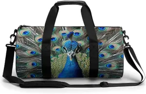 Duffel Bag for Men Women Gym Bag Colorful Peacock Feathers Travel Duffel Bag Waterproof Overnight Bag for Sports Workout