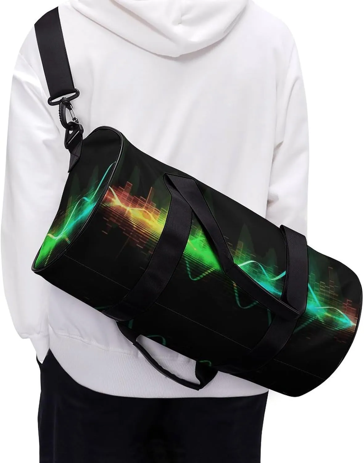 Duffel Bag for Men Women Gym Bag Cool Music Sound Wave Travel Duffel Bag Waterproof Overnight Bag for Sports Workout