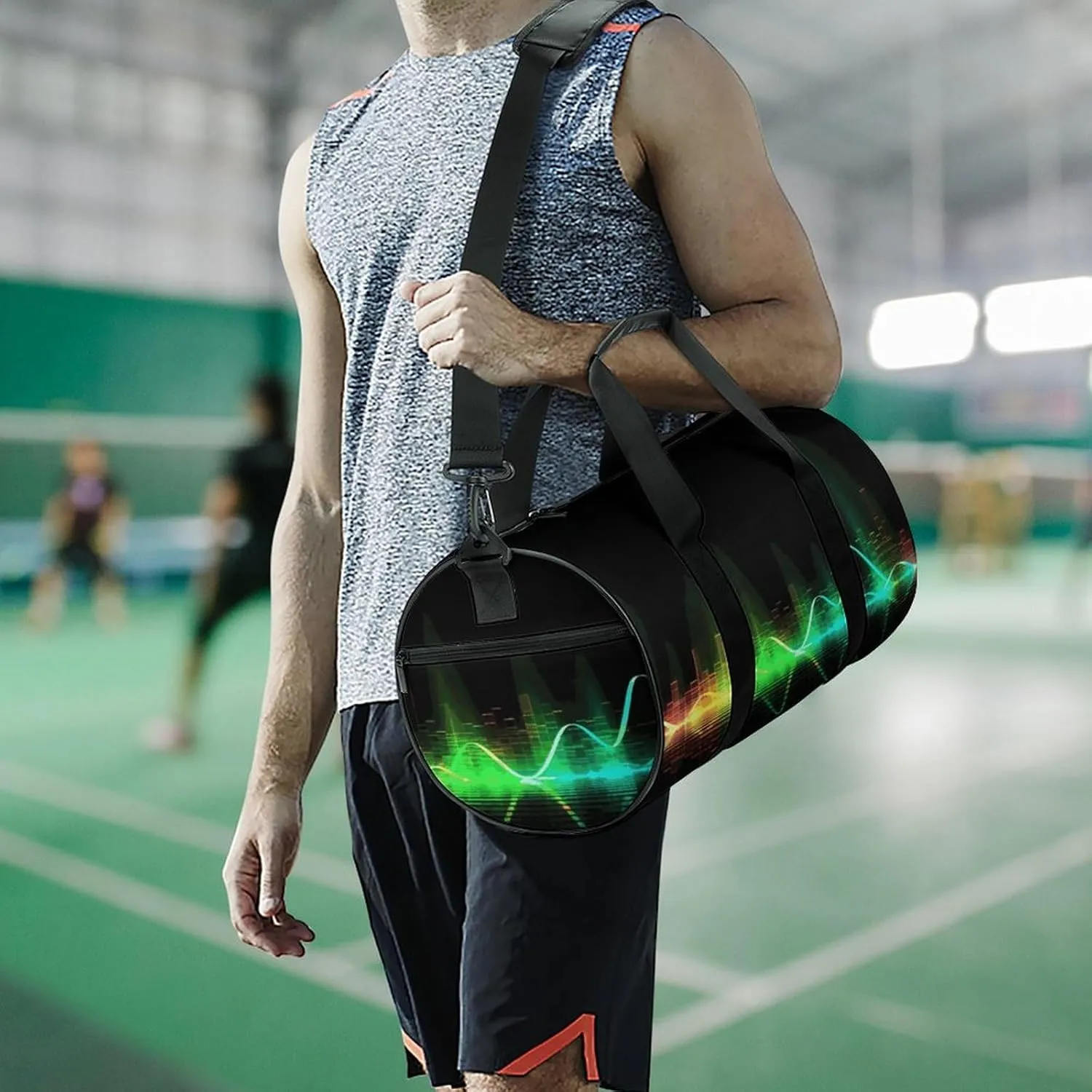 Duffel Bag for Men Women Gym Bag Cool Music Sound Wave Travel Duffel Bag Waterproof Overnight Bag for Sports Workout