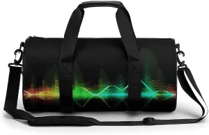 Duffel Bag for Men Women Gym Bag Cool Music Sound Wave Travel Duffel Bag Waterproof Overnight Bag for Sports Workout