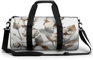 Duffel Bag for Men Women Gym Bag Cotton Flowers Watercolor Travel Duffel Bag Waterproof Overnight Bag for Sports Workout