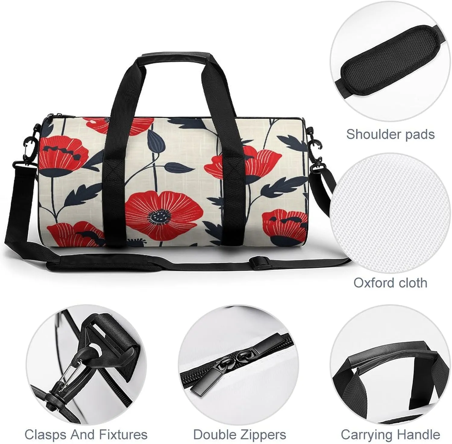 Duffel Bag for Men Women Gym Bag Cream Linen Texture Travel Duffel Bag Waterproof Overnight Bag for Sports Workout