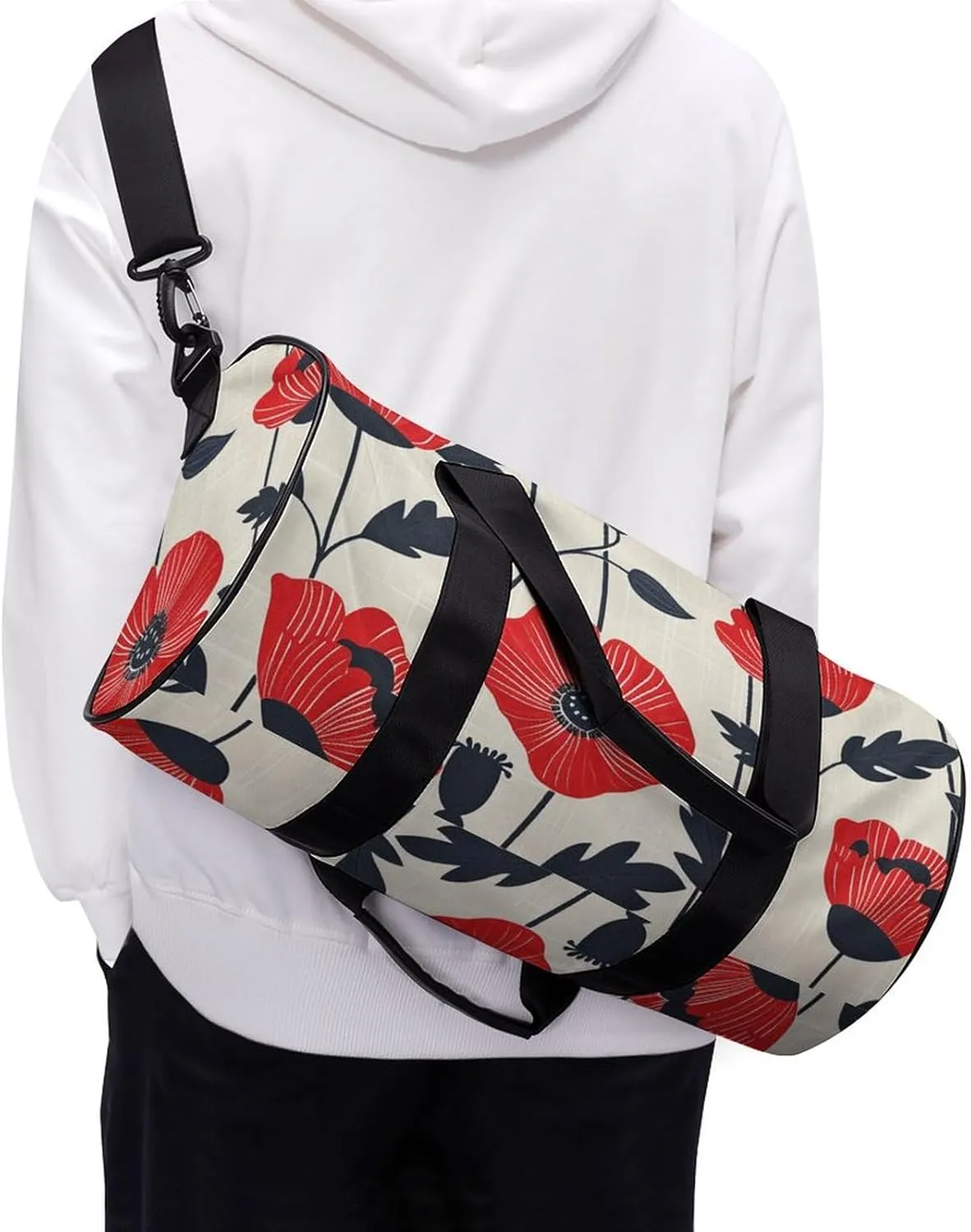 Duffel Bag for Men Women Gym Bag Cream Linen Texture Travel Duffel Bag Waterproof Overnight Bag for Sports Workout