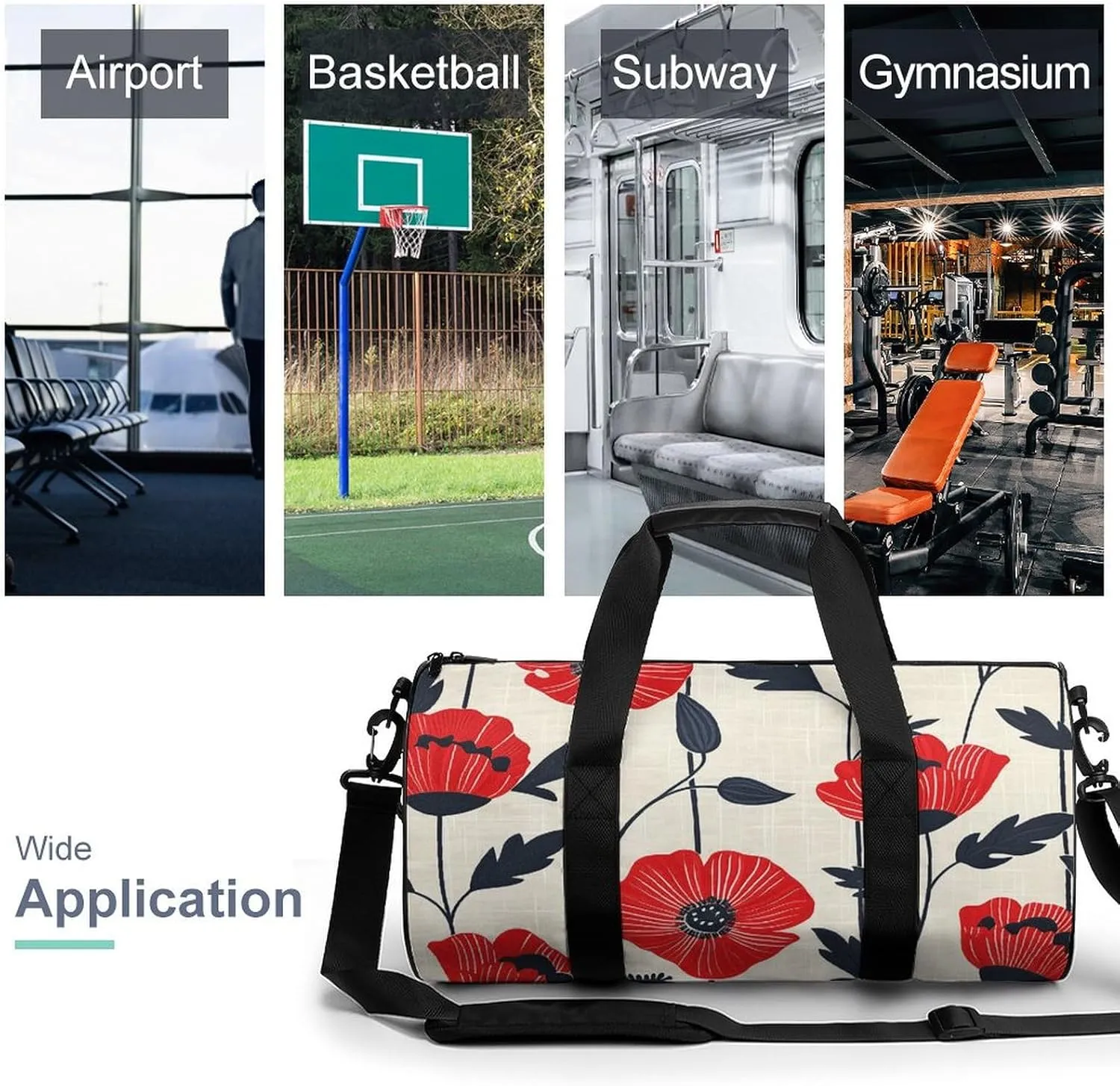 Duffel Bag for Men Women Gym Bag Cream Linen Texture Travel Duffel Bag Waterproof Overnight Bag for Sports Workout
