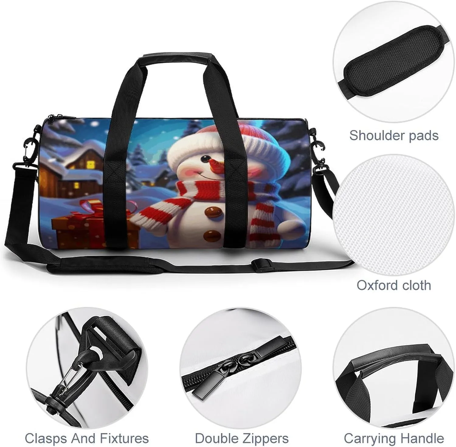Duffel Bag for Men Women Gym Bag Cute Snowman Travel Duffel Bag Waterproof Overnight Bag for Sports Workout