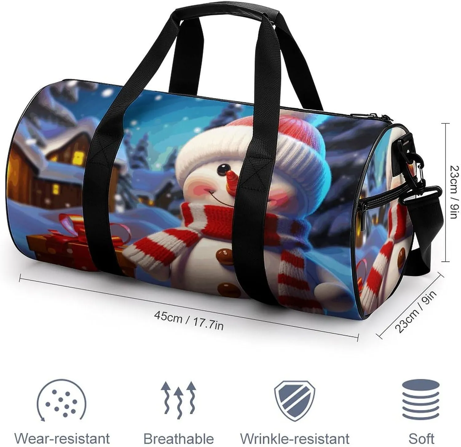 Duffel Bag for Men Women Gym Bag Cute Snowman Travel Duffel Bag Waterproof Overnight Bag for Sports Workout