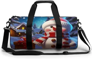 Duffel Bag for Men Women Gym Bag Cute Snowman Travel Duffel Bag Waterproof Overnight Bag for Sports Workout
