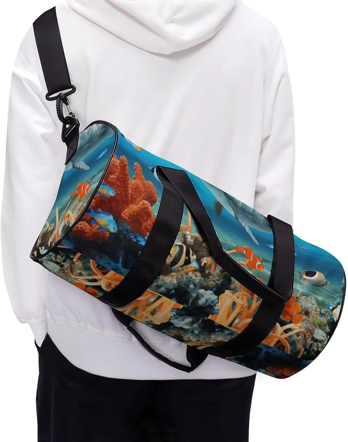 Duffel Bag for Men Women Gym Bag Dolphins Blue Travel Duffel Bag Waterproof Overnight Bag for Sports Workout