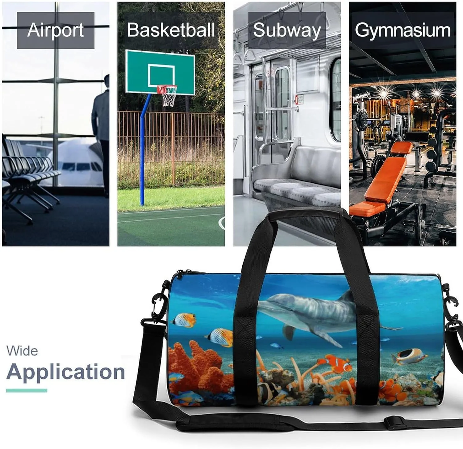 Duffel Bag for Men Women Gym Bag Dolphins Blue Travel Duffel Bag Waterproof Overnight Bag for Sports Workout