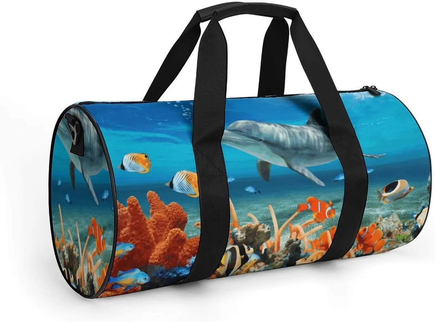 Duffel Bag for Men Women Gym Bag Dolphins Blue Travel Duffel Bag Waterproof Overnight Bag for Sports Workout