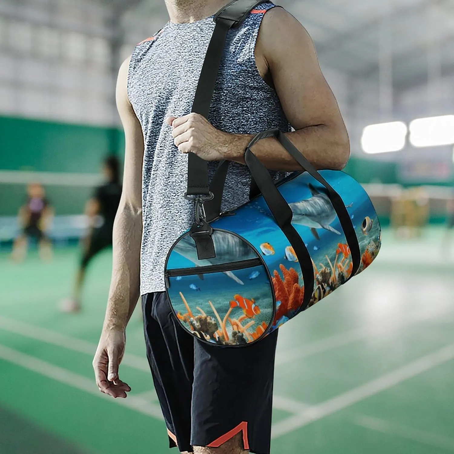 Duffel Bag for Men Women Gym Bag Dolphins Blue Travel Duffel Bag Waterproof Overnight Bag for Sports Workout