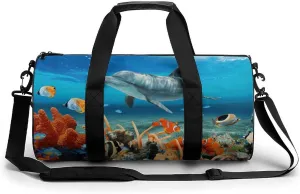 Duffel Bag for Men Women Gym Bag Dolphins Blue Travel Duffel Bag Waterproof Overnight Bag for Sports Workout