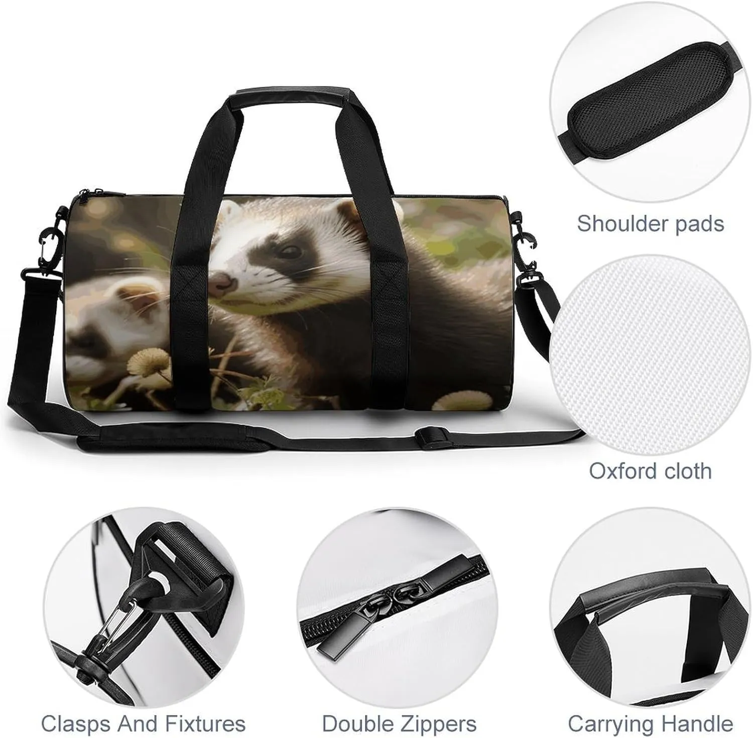 Duffel Bag for Men Women Gym Bag Ferret Travel Duffel Bag Waterproof Overnight Bag for Sports Workout