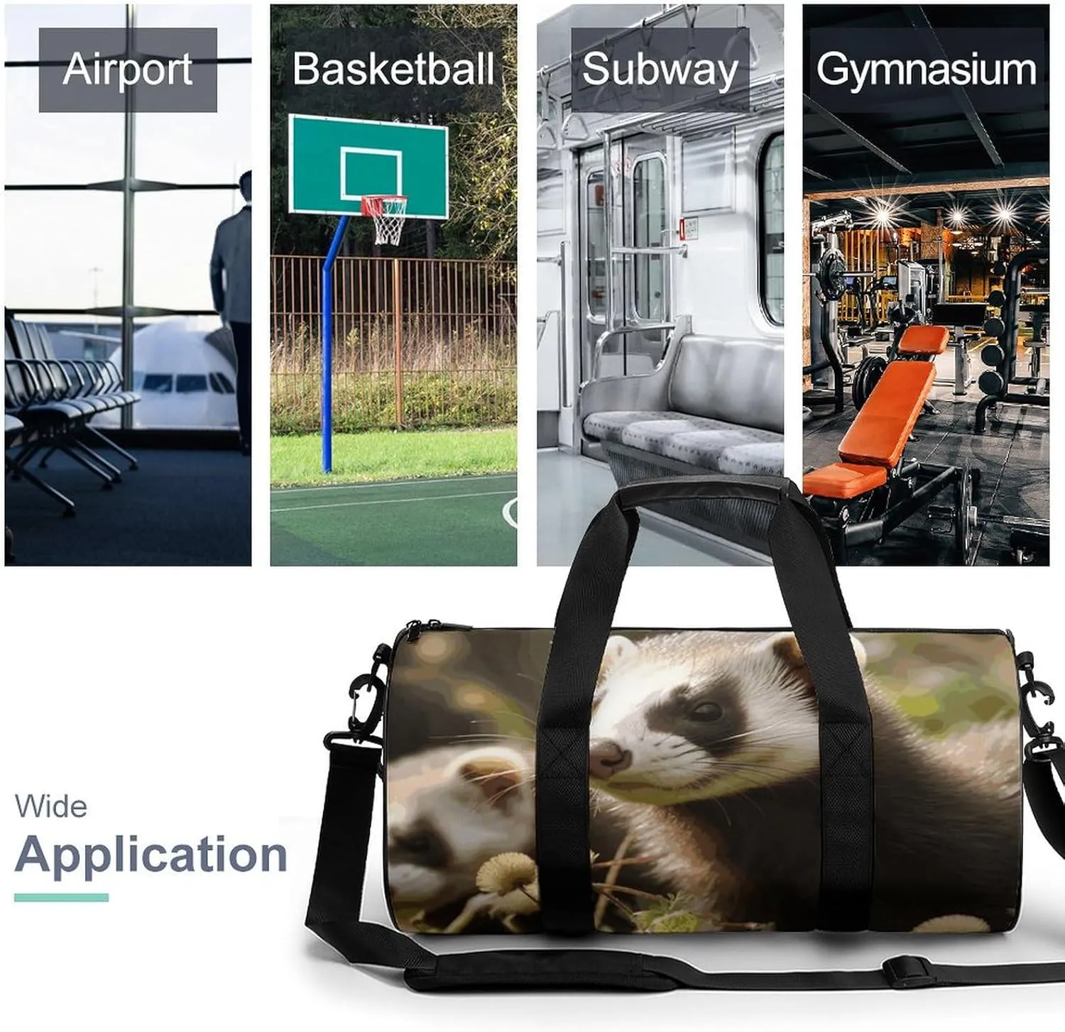 Duffel Bag for Men Women Gym Bag Ferret Travel Duffel Bag Waterproof Overnight Bag for Sports Workout