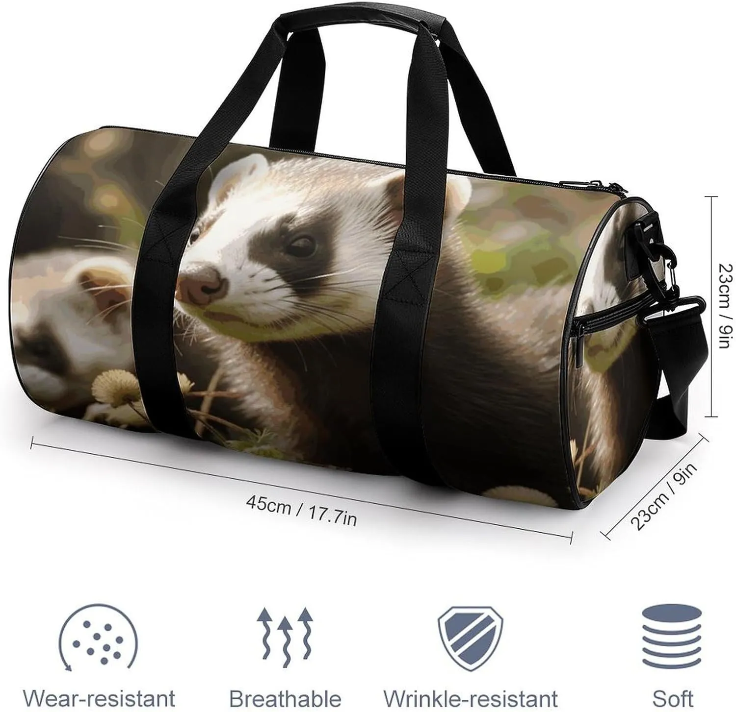 Duffel Bag for Men Women Gym Bag Ferret Travel Duffel Bag Waterproof Overnight Bag for Sports Workout