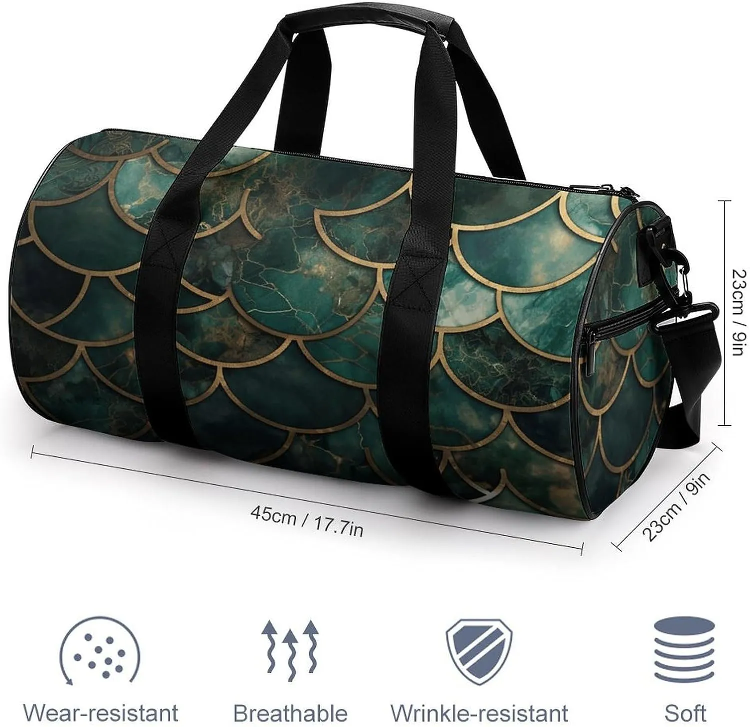Duffel Bag for Men Women Gym Bag Fish Scale Shaped Pattern Travel Duffel Bag Waterproof Overnight Bag for Sports Workout