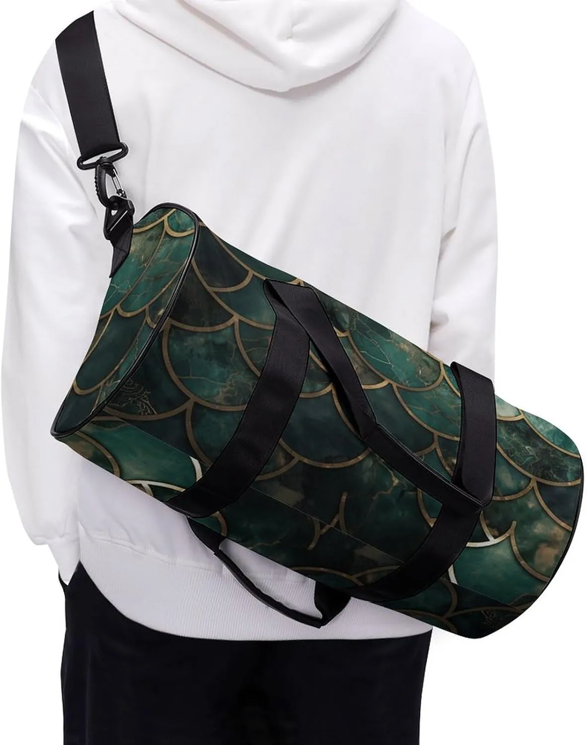 Duffel Bag for Men Women Gym Bag Fish Scale Shaped Pattern Travel Duffel Bag Waterproof Overnight Bag for Sports Workout