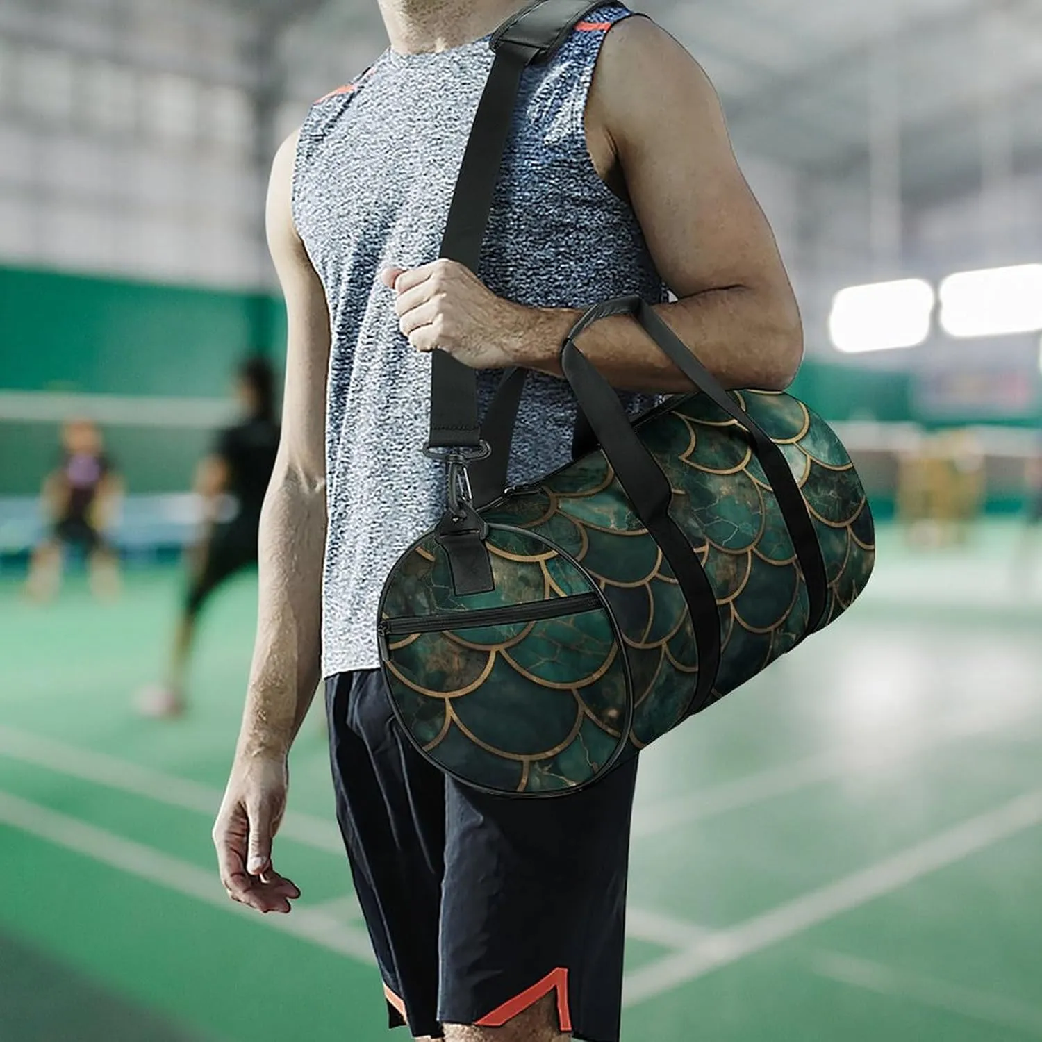 Duffel Bag for Men Women Gym Bag Fish Scale Shaped Pattern Travel Duffel Bag Waterproof Overnight Bag for Sports Workout
