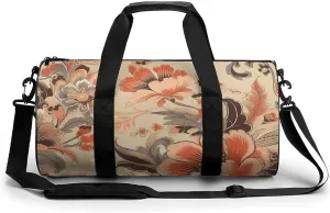 Duffel Bag for Men Women Gym Bag Floral And Leaf Patterns Travel Duffel Bag Waterproof Overnight Bag for Sports Workout
