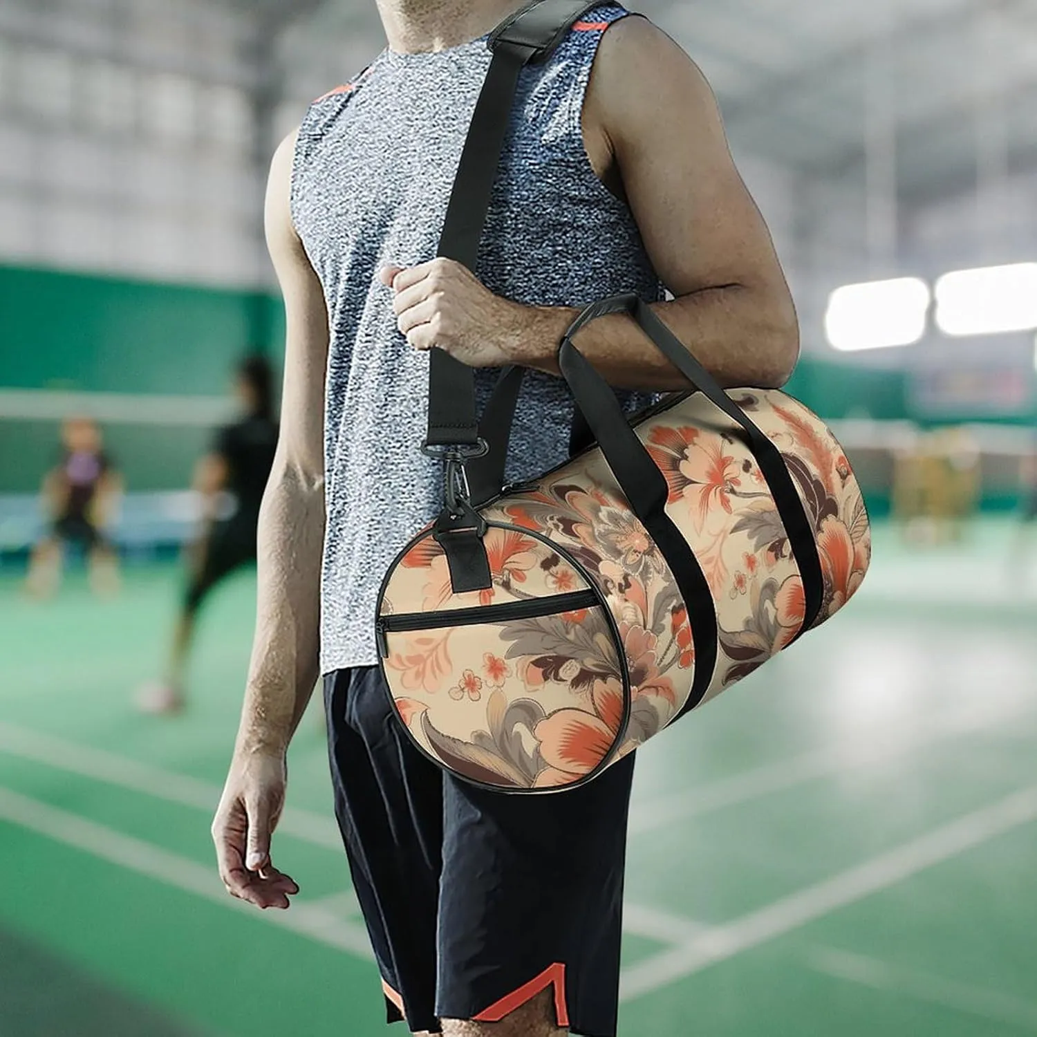 Duffel Bag for Men Women Gym Bag Floral And Leaf Patterns Travel Duffel Bag Waterproof Overnight Bag for Sports Workout