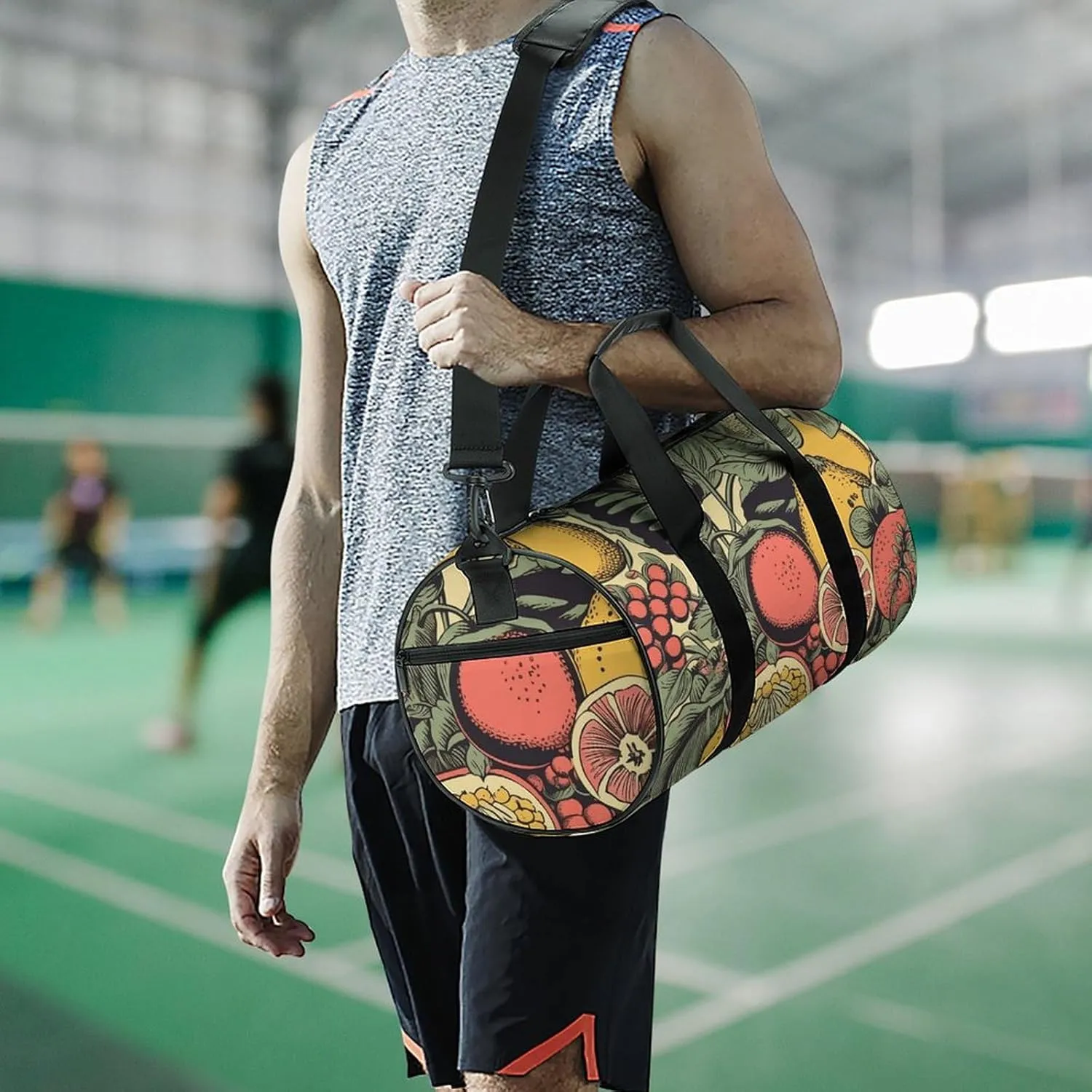 Duffel Bag for Men Women Gym Bag Fruits And Leaves Travel Duffel Bag Waterproof Overnight Bag for Sports Workout