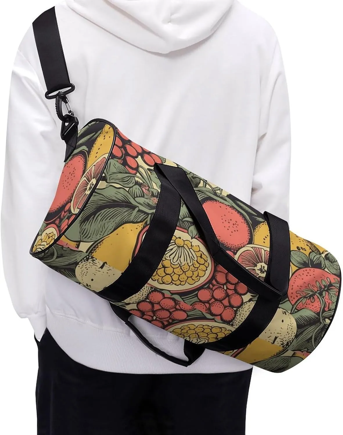 Duffel Bag for Men Women Gym Bag Fruits And Leaves Travel Duffel Bag Waterproof Overnight Bag for Sports Workout