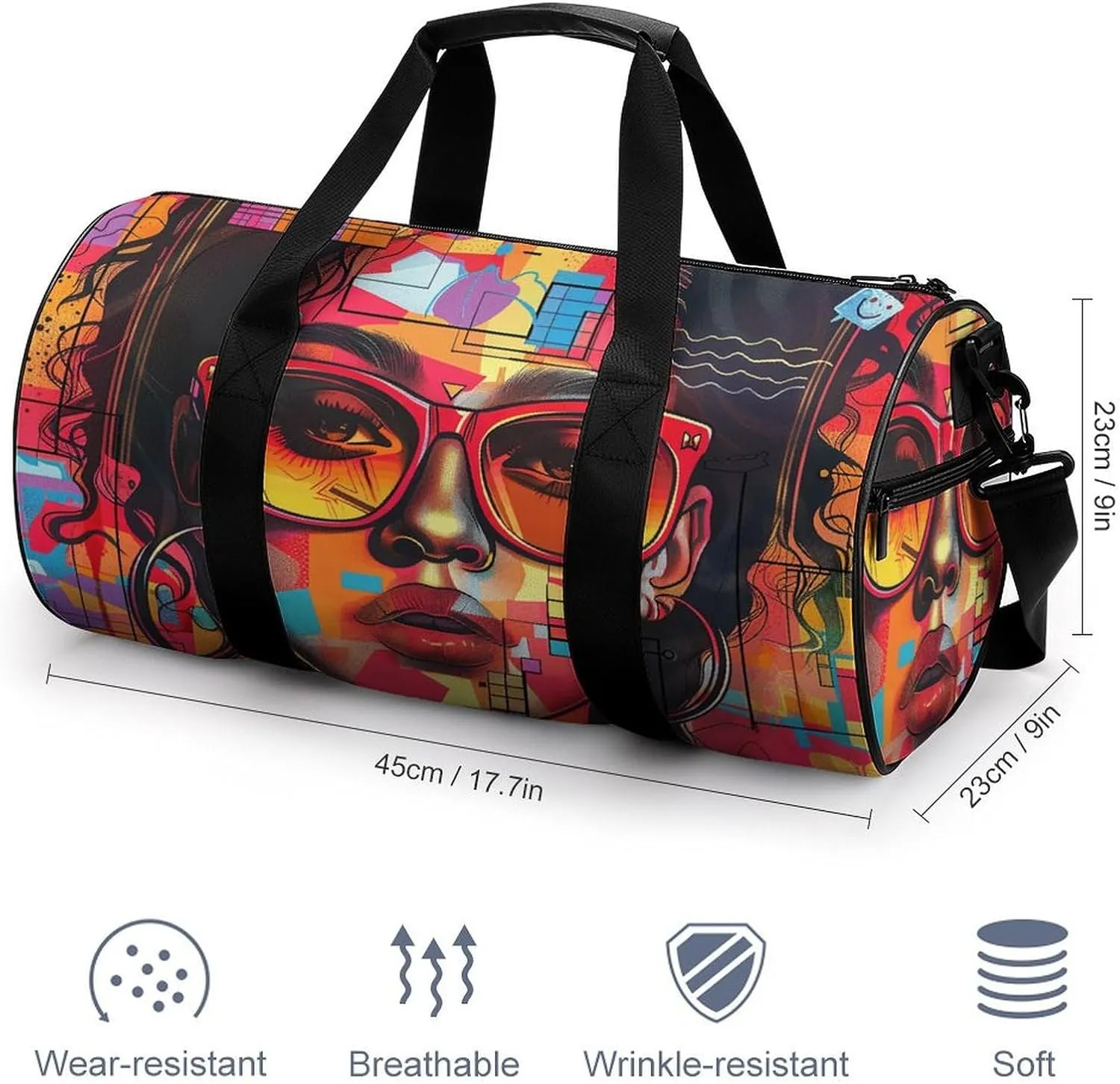 Duffel Bag for Men Women Gym Bag Girl Wearing Sunglasses Travel Duffel Bag Waterproof Overnight Bag for Sports Workout