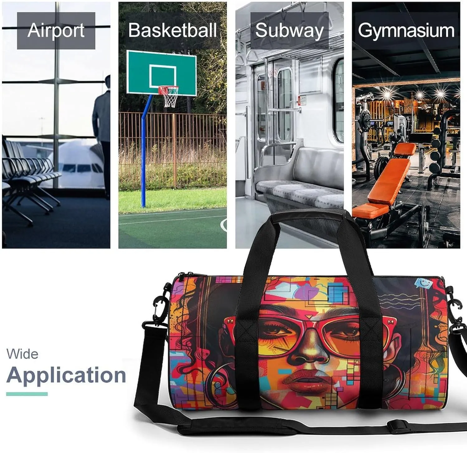 Duffel Bag for Men Women Gym Bag Girl Wearing Sunglasses Travel Duffel Bag Waterproof Overnight Bag for Sports Workout