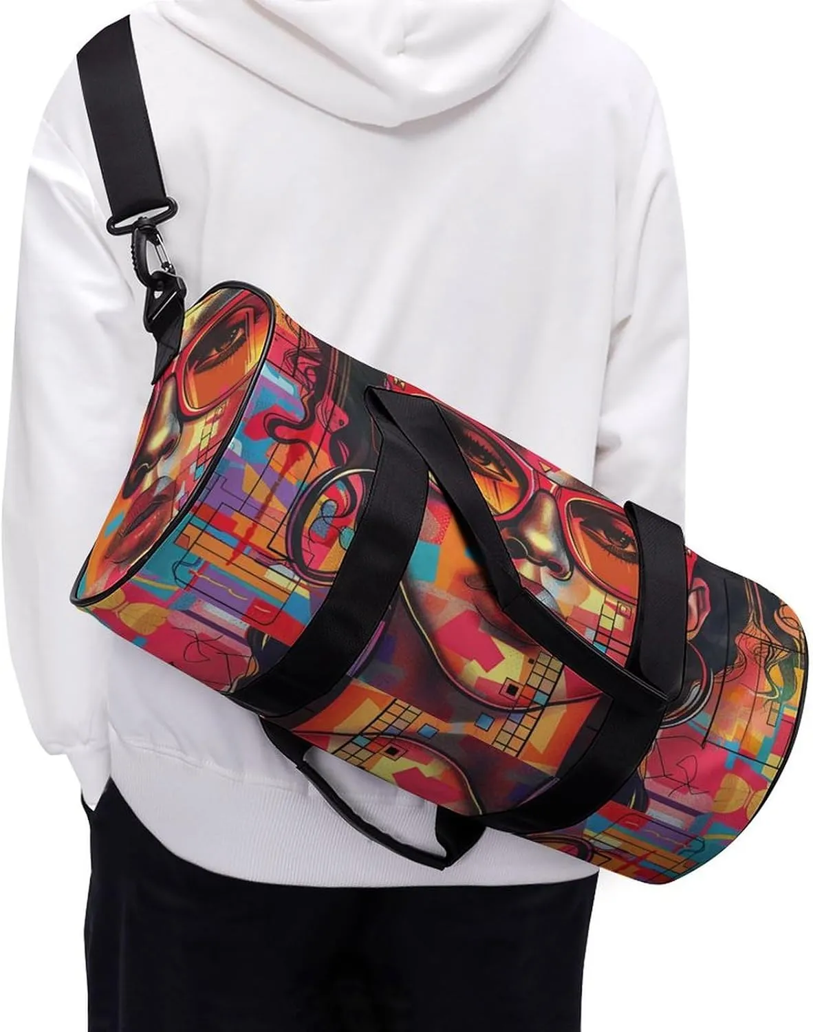 Duffel Bag for Men Women Gym Bag Girl Wearing Sunglasses Travel Duffel Bag Waterproof Overnight Bag for Sports Workout