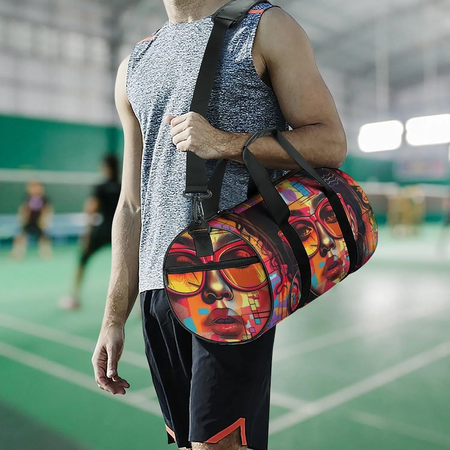 Duffel Bag for Men Women Gym Bag Girl Wearing Sunglasses Travel Duffel Bag Waterproof Overnight Bag for Sports Workout