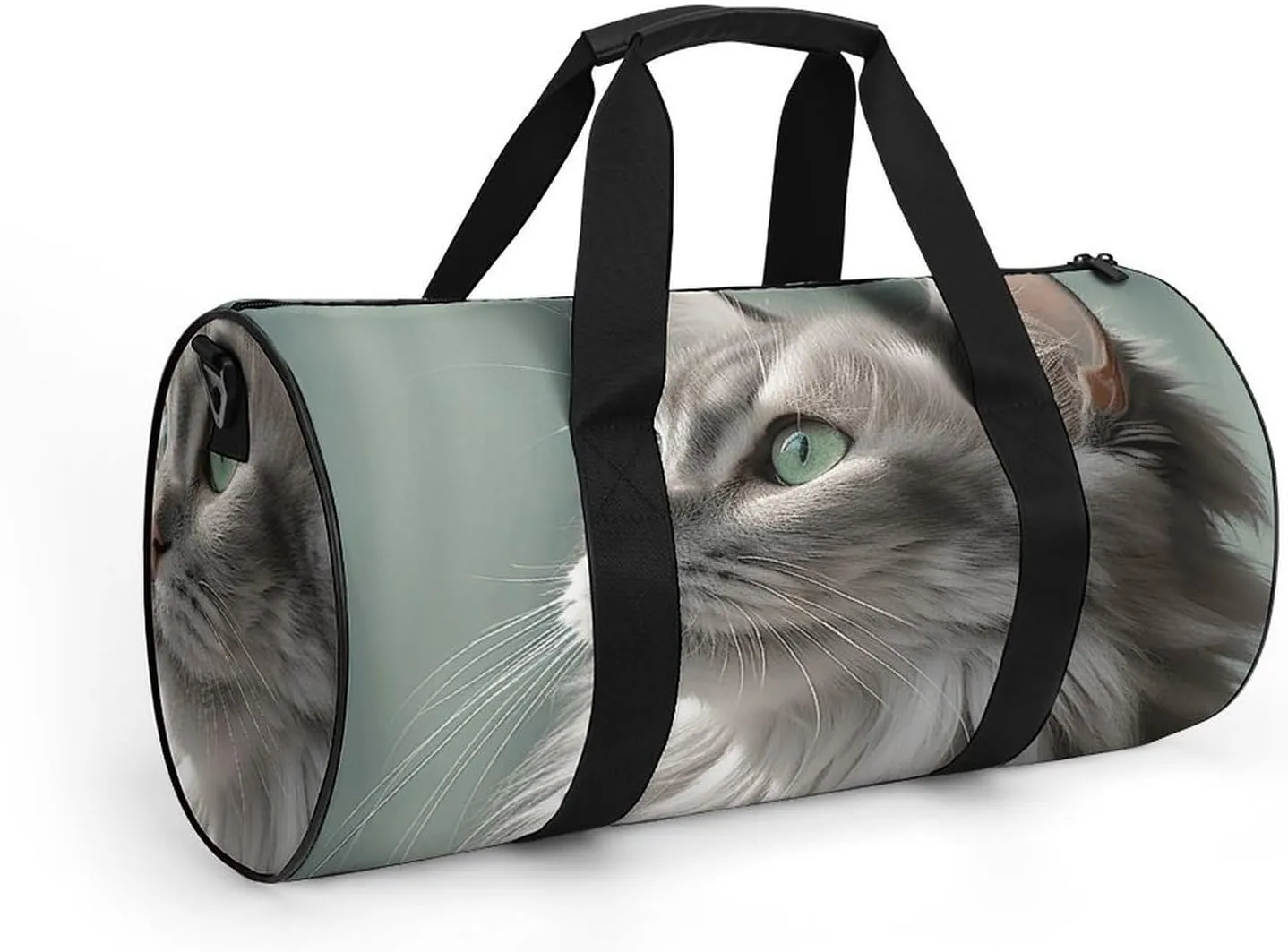 Duffel Bag for Men Women Gym Bag Gray Cat Picture Travel Duffel Bag Waterproof Overnight Bag for Sports Workout