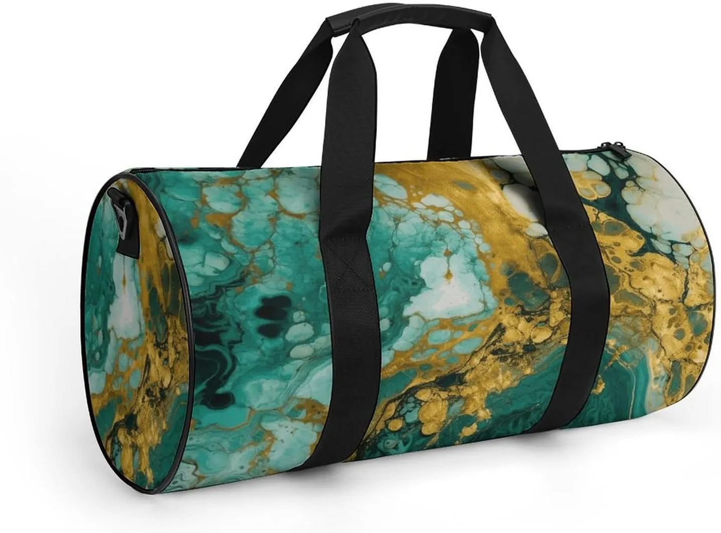Duffel Bag for Men Women Gym Bag Green Marble Pattern Travel Duffel Bag Waterproof Overnight Bag for Sports Workout