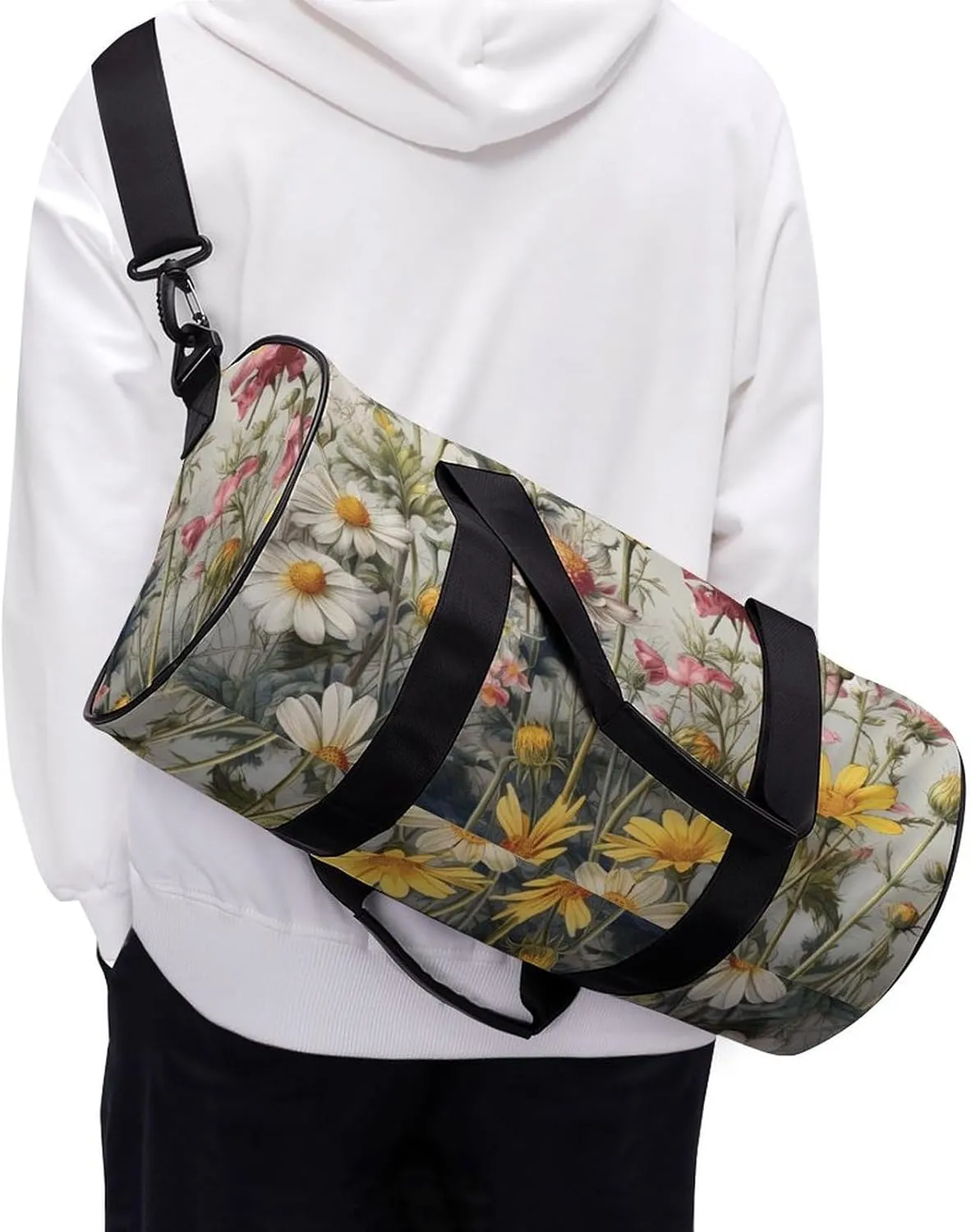 Duffel Bag for Men Women Gym Bag Growing Flowers Travel Duffel Bag Waterproof Overnight Bag for Sports Workout