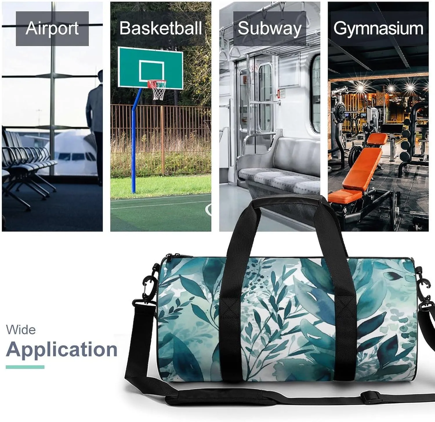 Duffel Bag for Men Women Gym Bag Hand Drawn Leaf Pattern Travel Duffel Bag Waterproof Overnight Bag for Sports Workout