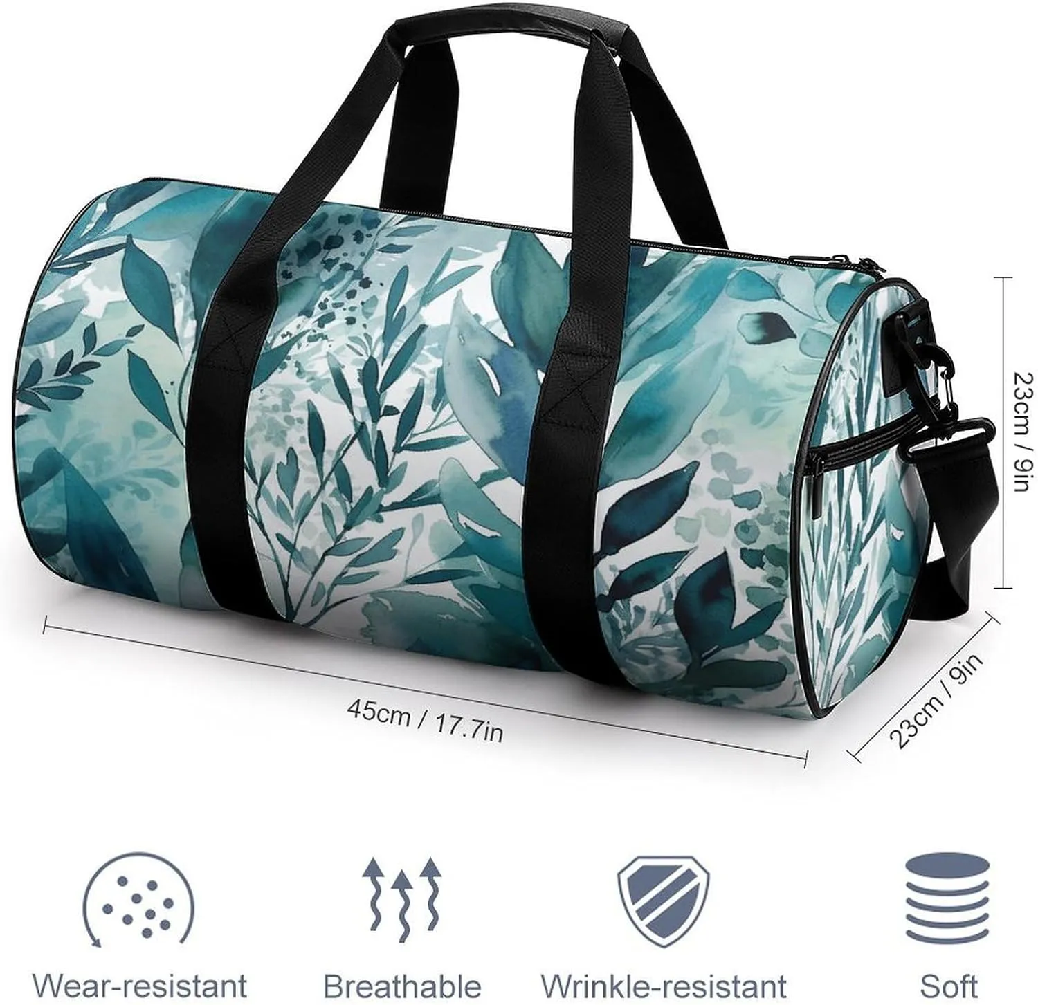 Duffel Bag for Men Women Gym Bag Hand Drawn Leaf Pattern Travel Duffel Bag Waterproof Overnight Bag for Sports Workout