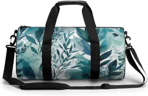 Duffel Bag for Men Women Gym Bag Hand Drawn Leaf Pattern Travel Duffel Bag Waterproof Overnight Bag for Sports Workout