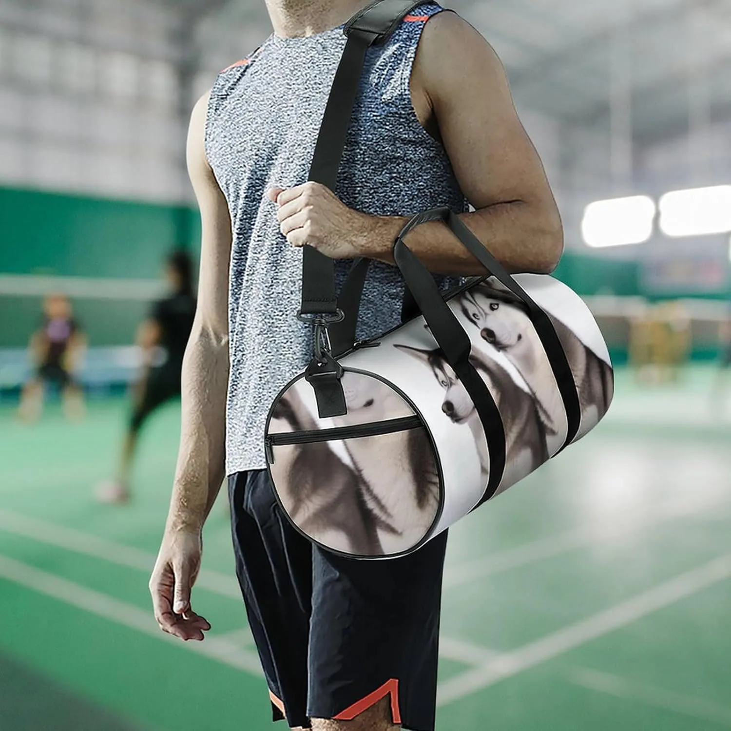 Duffel Bag for Men Women Gym Bag Husky Dogs Travel Duffel Bag Waterproof Overnight Bag for Sports Workout
