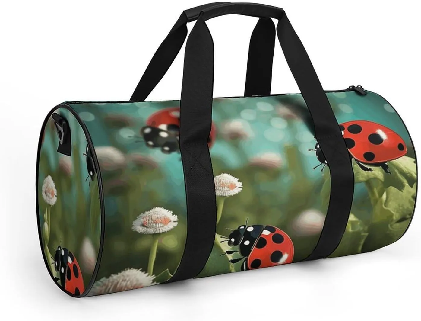 Duffel Bag for Men Women Gym Bag Ladybug Landscape Travel Duffel Bag Waterproof Overnight Bag for Sports Workout