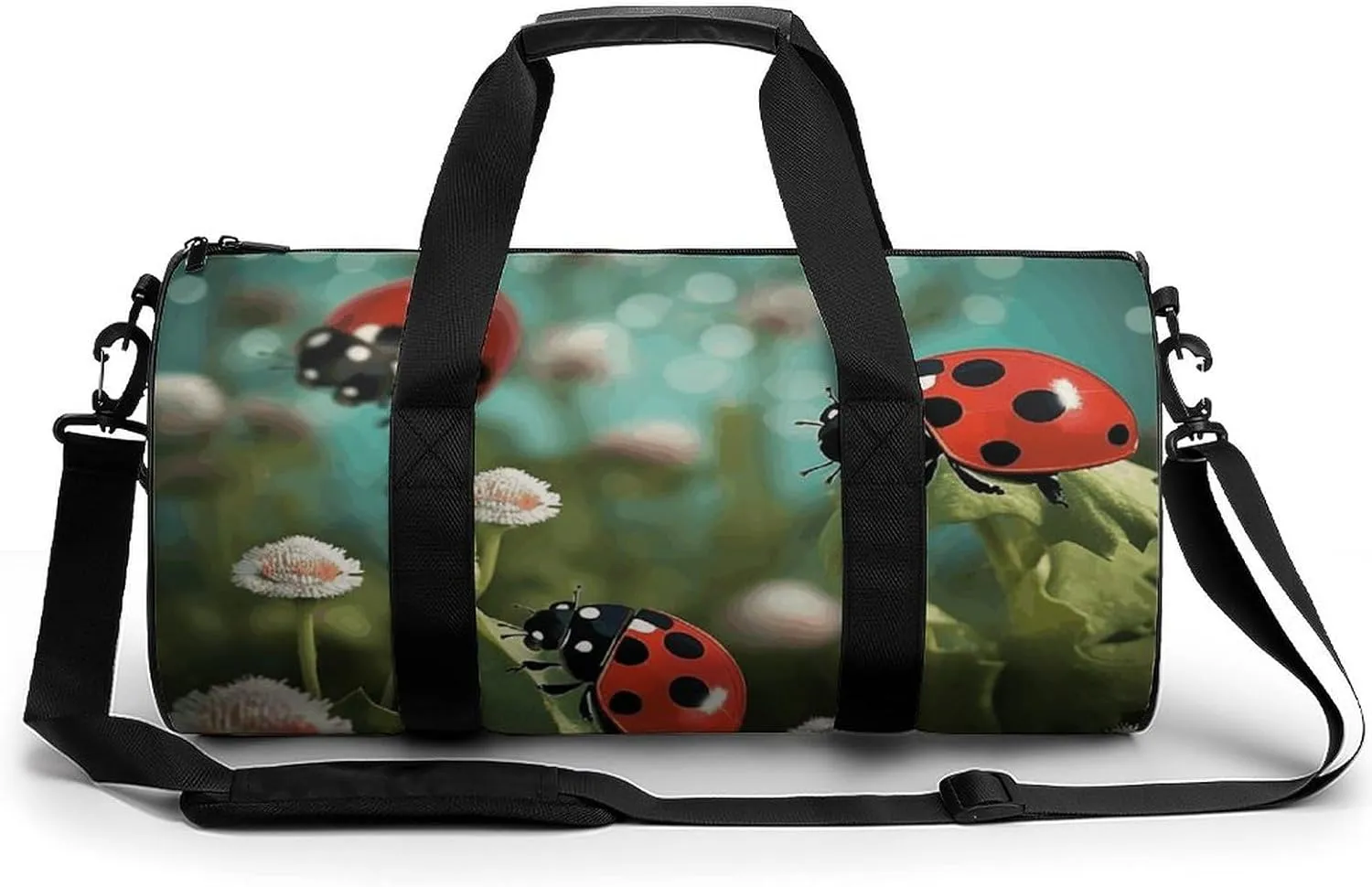 Duffel Bag for Men Women Gym Bag Ladybug Landscape Travel Duffel Bag Waterproof Overnight Bag for Sports Workout