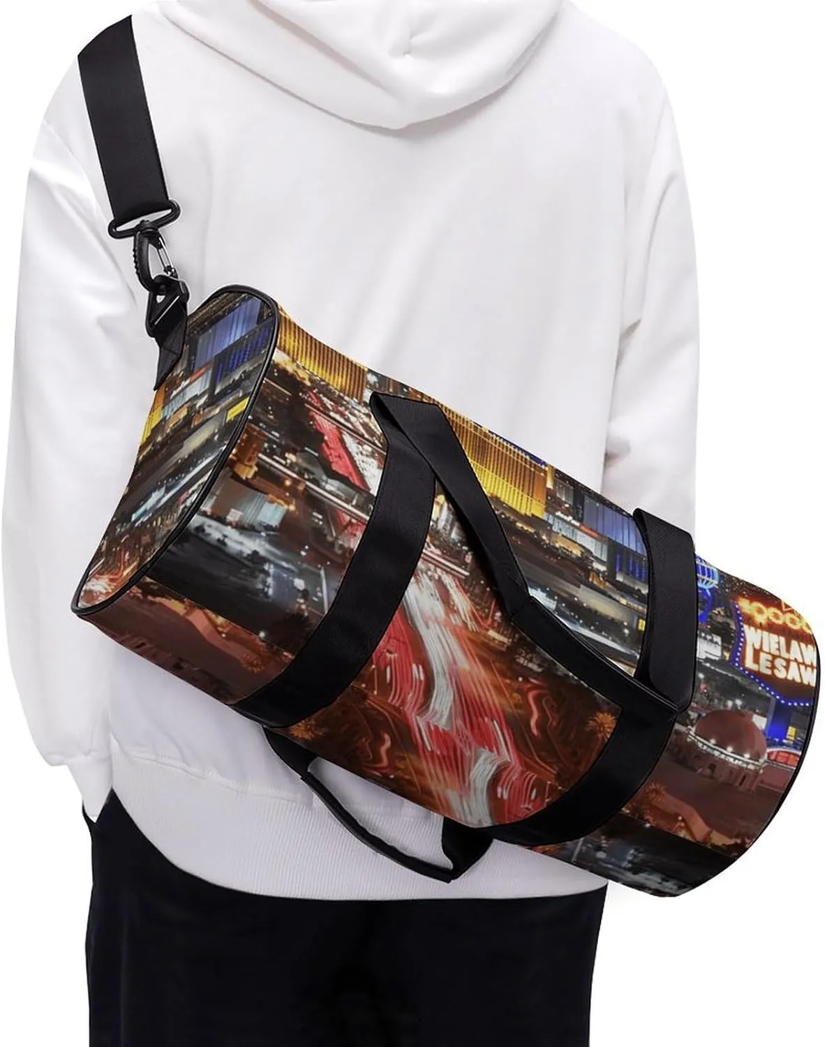 Duffel Bag for Men Women Gym Bag Las Vegas Night City Travel Duffel Bag Waterproof Overnight Bag for Sports Workout