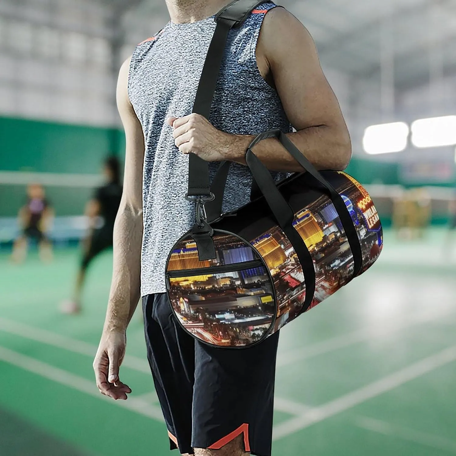 Duffel Bag for Men Women Gym Bag Las Vegas Night City Travel Duffel Bag Waterproof Overnight Bag for Sports Workout