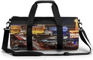 Duffel Bag for Men Women Gym Bag Las Vegas Night City Travel Duffel Bag Waterproof Overnight Bag for Sports Workout
