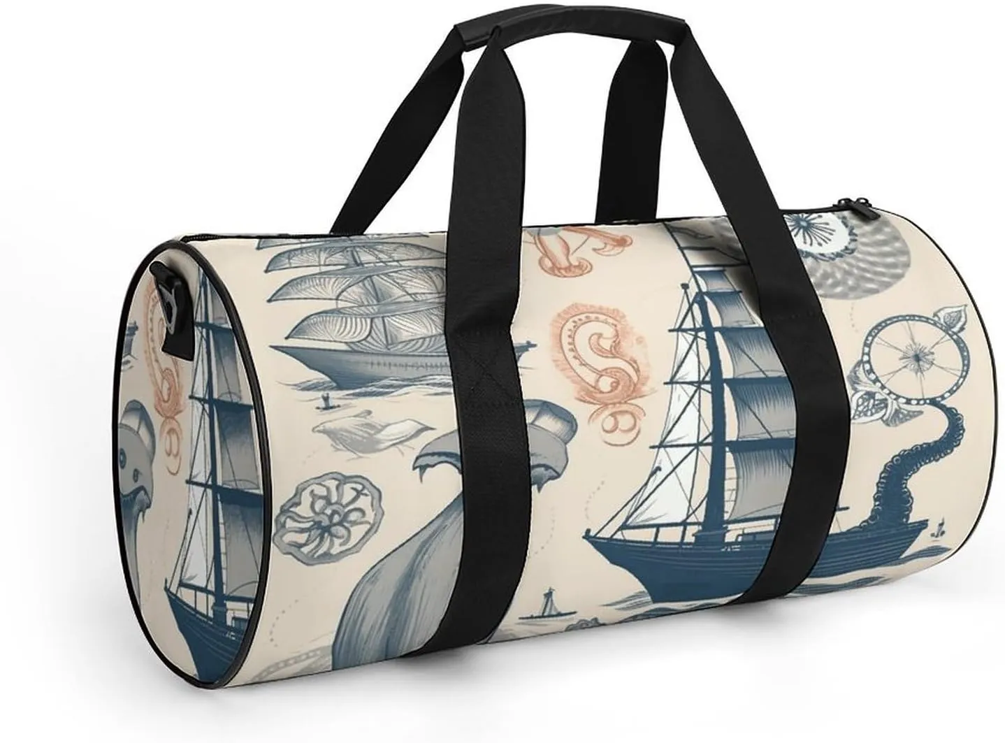 Duffel Bag for Men Women Gym Bag Lighthouse Sailboat Octopus Travel Duffel Bag Waterproof Overnight Bag for Sports Workout