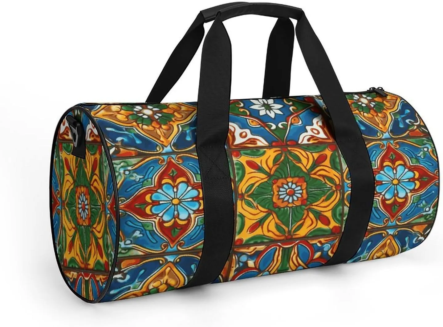 Duffel Bag for Men Women Gym Bag Mexican Ceramic Tile Travel Duffel Bag Waterproof Overnight Bag for Sports Workout
